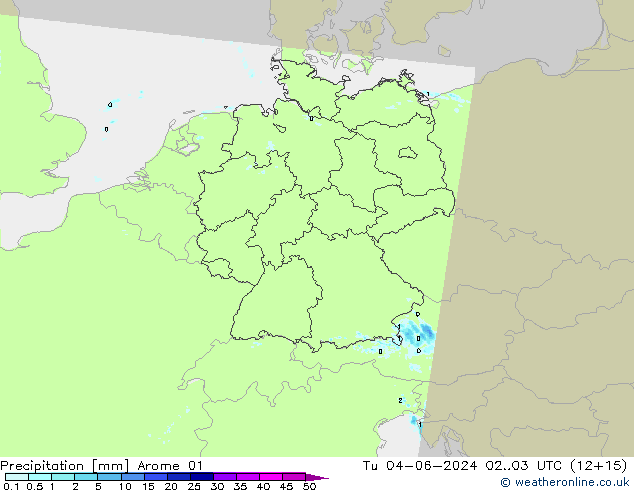 Niederschlag Arome 01 Di 04.06.2024 03 UTC