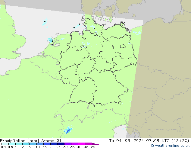 precipitação Arome 01 Ter 04.06.2024 08 UTC