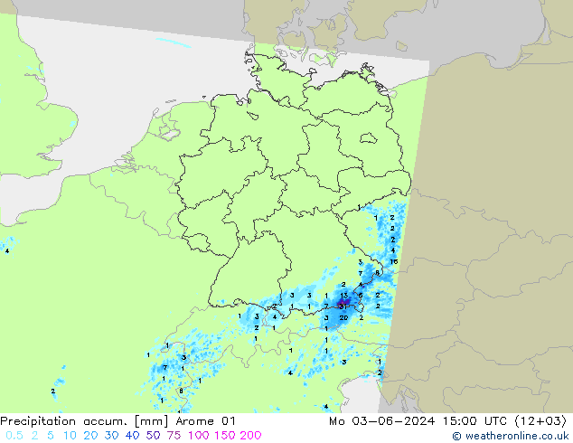 Nied. akkumuliert Arome 01 Mo 03.06.2024 15 UTC