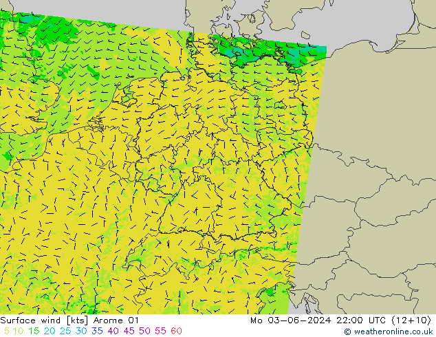 Wind 10 m Arome 01 ma 03.06.2024 22 UTC