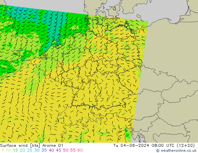 Vento 10 m Arome 01 Ter 04.06.2024 08 UTC