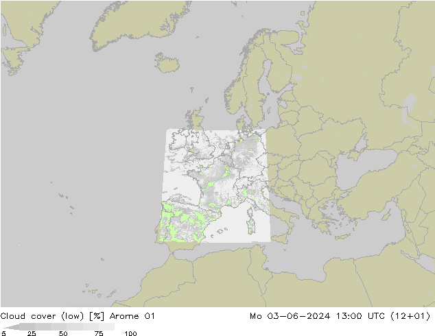 云 (低) Arome 01 星期一 03.06.2024 13 UTC