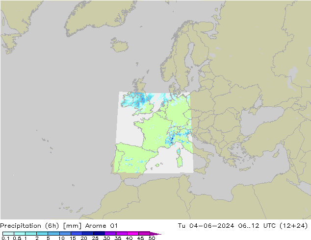 Precipitação (6h) Arome 01 Ter 04.06.2024 12 UTC