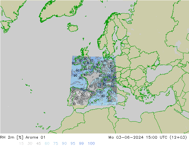 RH 2m Arome 01 Seg 03.06.2024 15 UTC