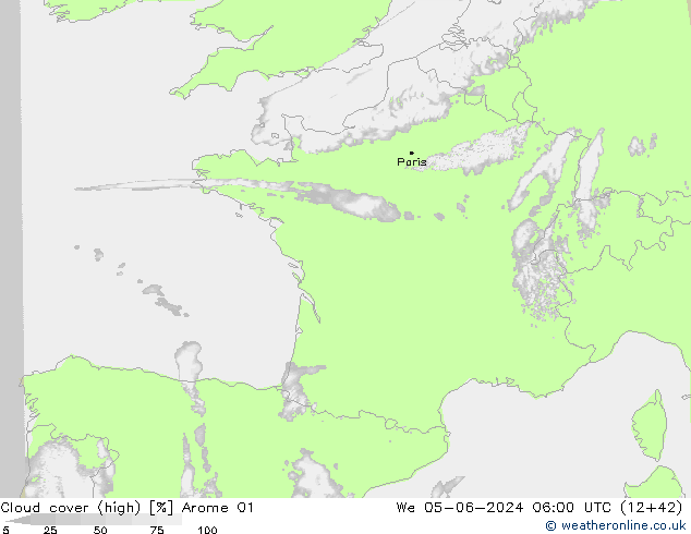 nuvens (high) Arome 01 Qua 05.06.2024 06 UTC