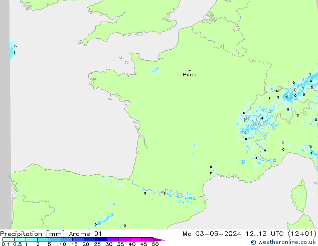 Precipitación Arome 01 lun 03.06.2024 13 UTC