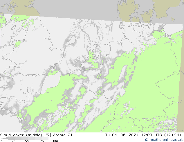 Nubes medias Arome 01 mar 04.06.2024 12 UTC