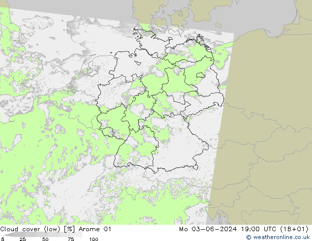 Nuages (bas) Arome 01 lun 03.06.2024 19 UTC