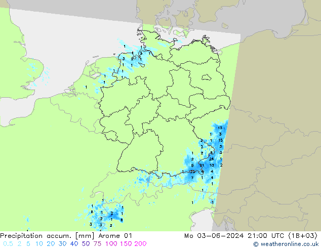 Precipitation accum. Arome 01 pon. 03.06.2024 21 UTC