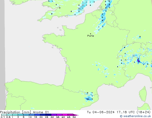 Precipitación Arome 01 mar 04.06.2024 18 UTC