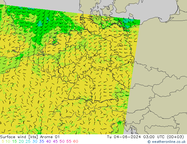 Surface wind Arome 01 Tu 04.06.2024 03 UTC