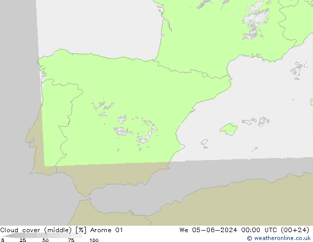 oblačnosti uprostřed Arome 01 St 05.06.2024 00 UTC