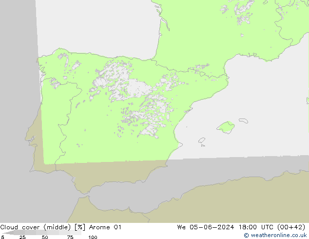 Wolken (mittel) Arome 01 Mi 05.06.2024 18 UTC