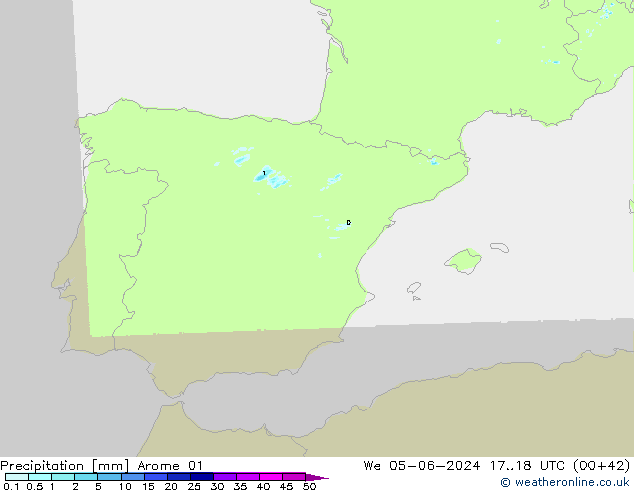 Neerslag Arome 01 wo 05.06.2024 18 UTC