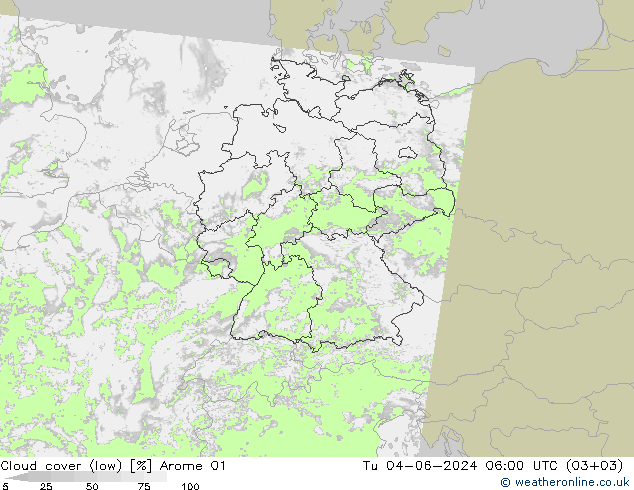 云 (低) Arome 01 星期二 04.06.2024 06 UTC