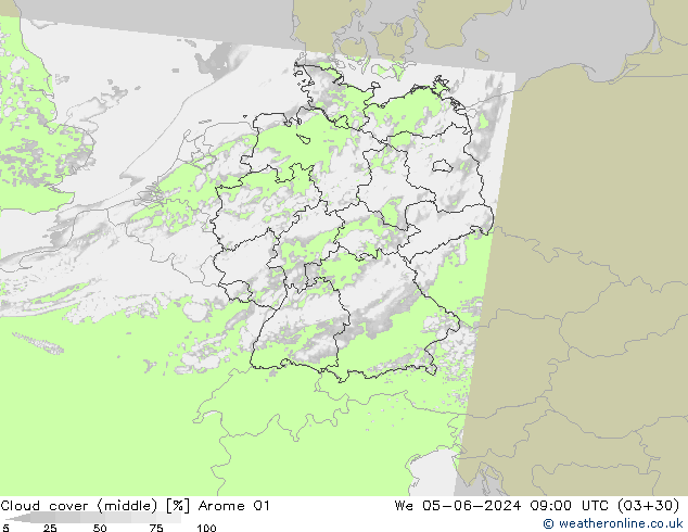 Nubi medie Arome 01 mer 05.06.2024 09 UTC