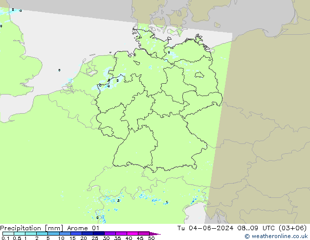 Precipitation Arome 01 Tu 04.06.2024 09 UTC