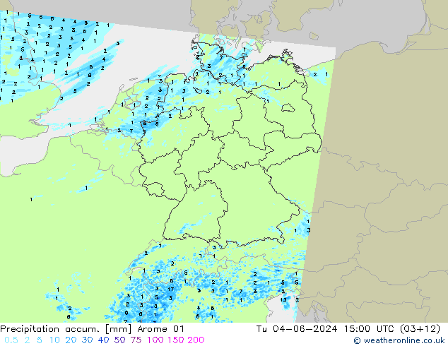 Totale neerslag Arome 01 di 04.06.2024 15 UTC