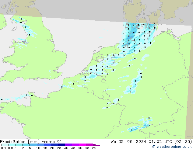 Precipitazione Arome 01 mer 05.06.2024 02 UTC