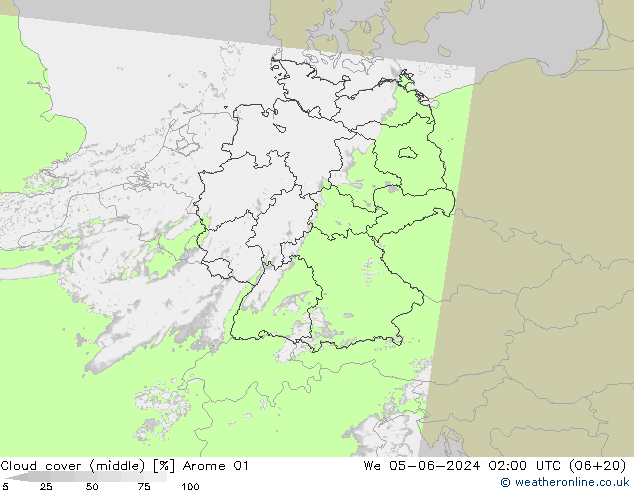 Nubi medie Arome 01 mer 05.06.2024 02 UTC