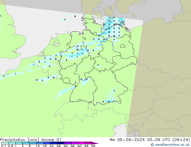 Précipitation Arome 01 mer 05.06.2024 06 UTC