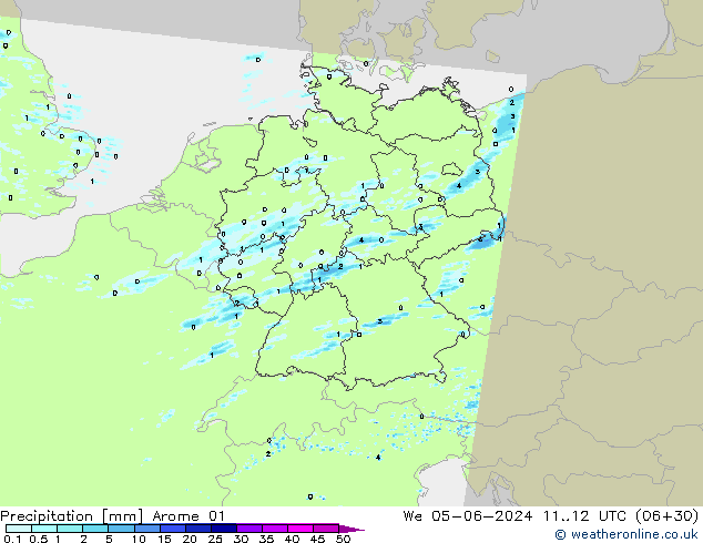 Srážky Arome 01 St 05.06.2024 12 UTC