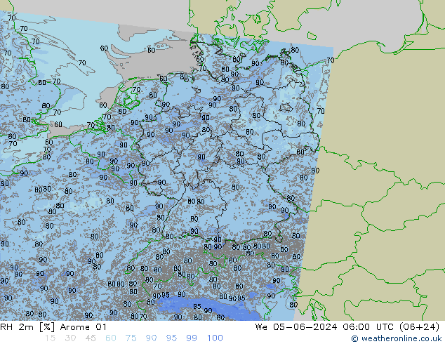 RH 2m Arome 01 We 05.06.2024 06 UTC