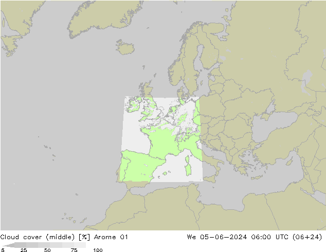 Nubes medias Arome 01 mié 05.06.2024 06 UTC