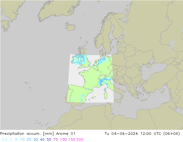 Precipitation accum. Arome 01  04.06.2024 12 UTC