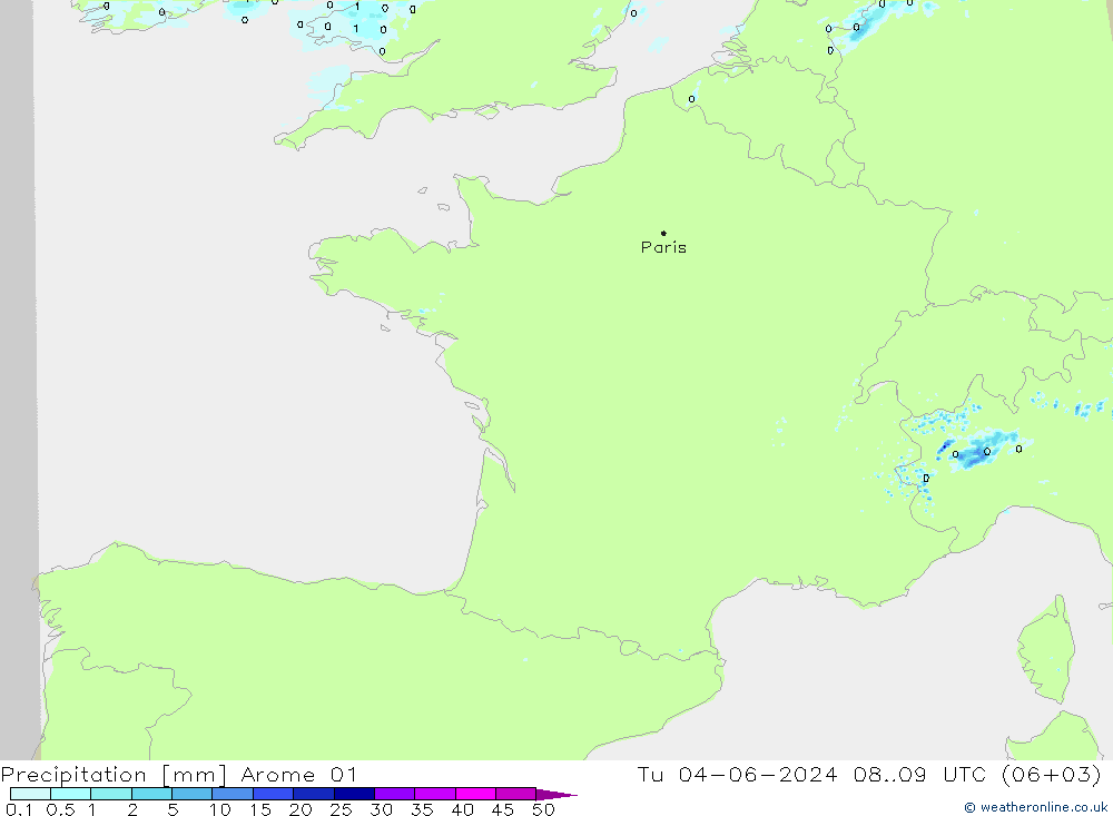 Precipitazione Arome 01 mar 04.06.2024 09 UTC