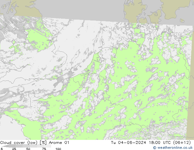 Nuages (bas) Arome 01 mar 04.06.2024 18 UTC