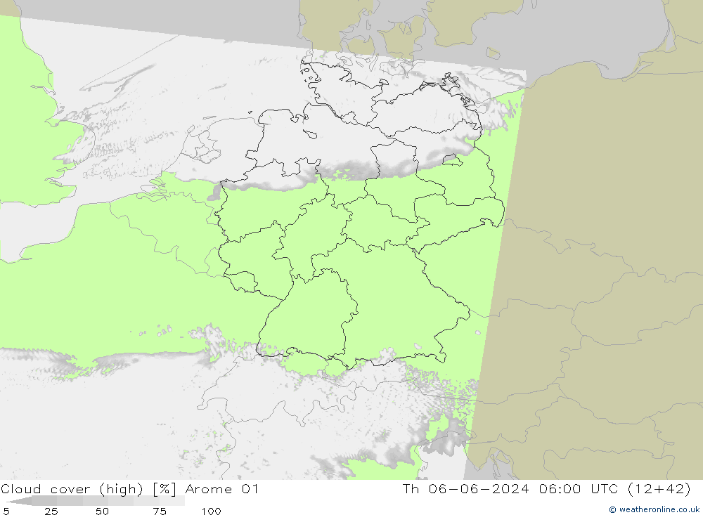 Wolken (hohe) Arome 01 Do 06.06.2024 06 UTC