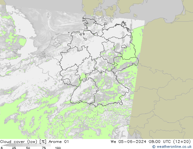 zachmurzenie (niskie) Arome 01 śro. 05.06.2024 08 UTC