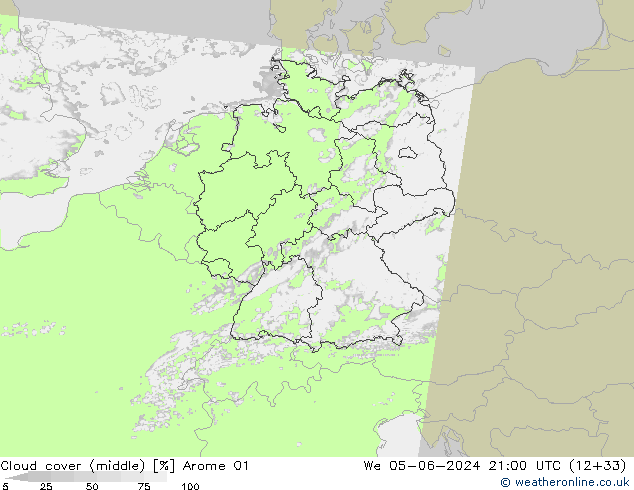 nuvens (médio) Arome 01 Qua 05.06.2024 21 UTC