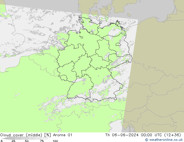 zachmurzenie (środk.) Arome 01 czw. 06.06.2024 00 UTC