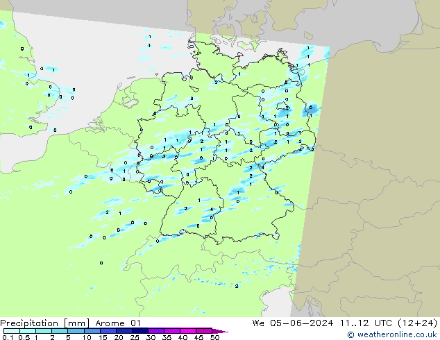 Niederschlag Arome 01 Mi 05.06.2024 12 UTC