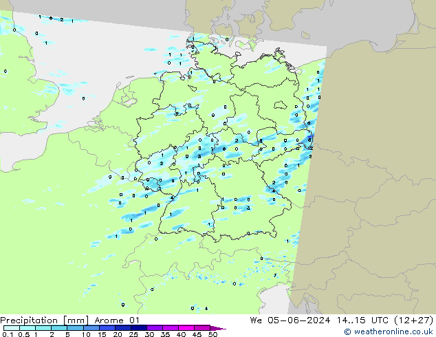 Srážky Arome 01 St 05.06.2024 15 UTC