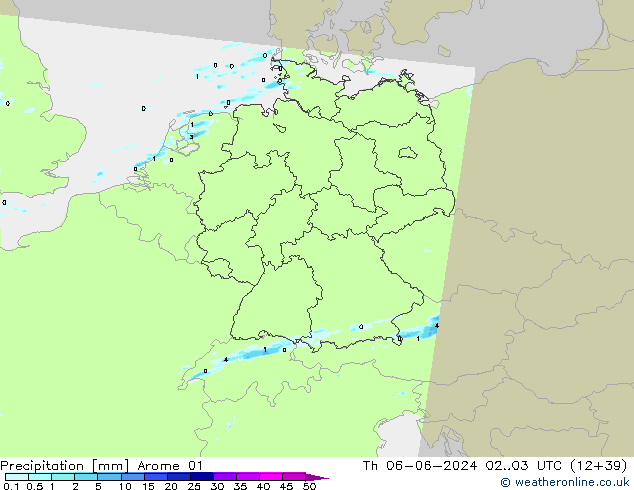 Precipitazione Arome 01 gio 06.06.2024 03 UTC