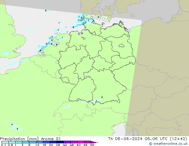 Neerslag Arome 01 do 06.06.2024 06 UTC