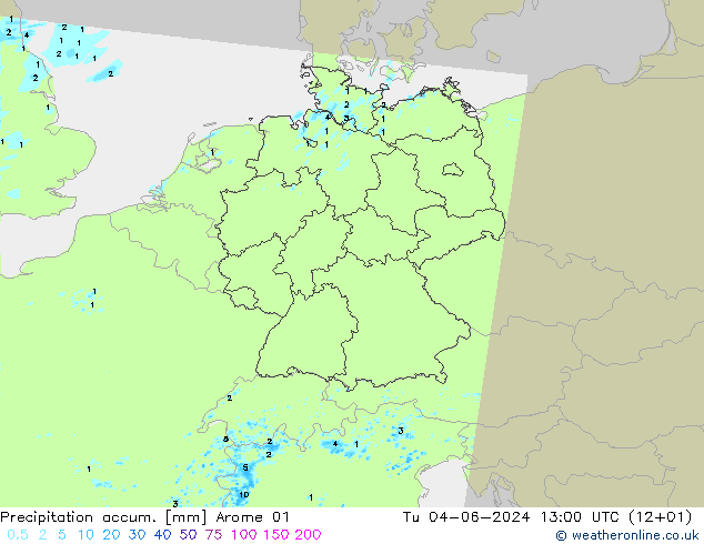 Toplam Yağış Arome 01 Sa 04.06.2024 13 UTC