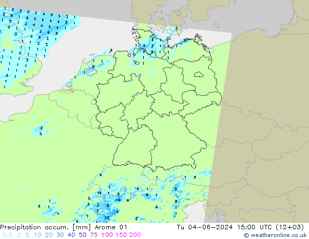 Precipitation accum. Arome 01 mar 04.06.2024 15 UTC