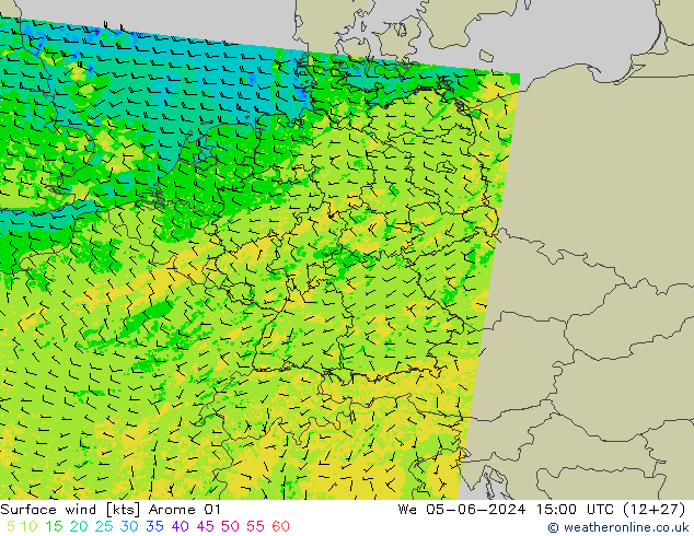 Surface wind Arome 01 We 05.06.2024 15 UTC