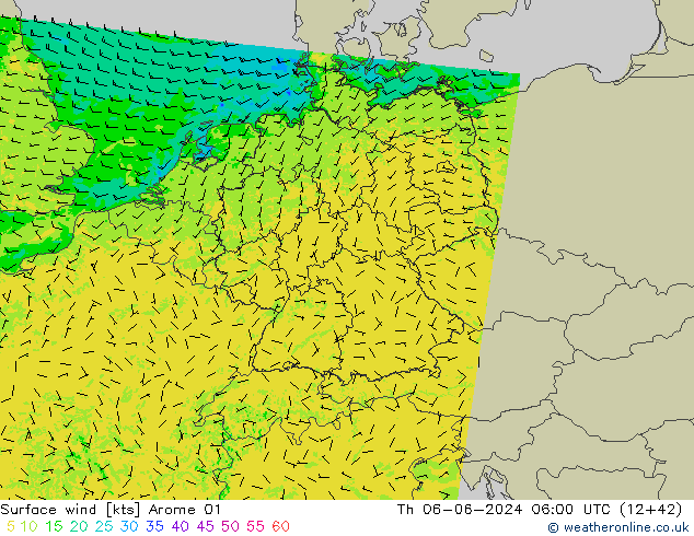 Surface wind Arome 01 Th 06.06.2024 06 UTC