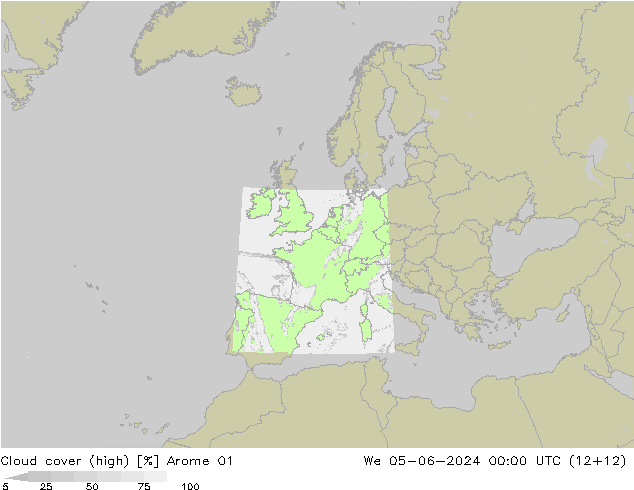 Bewolking (Hoog) Arome 01 wo 05.06.2024 00 UTC