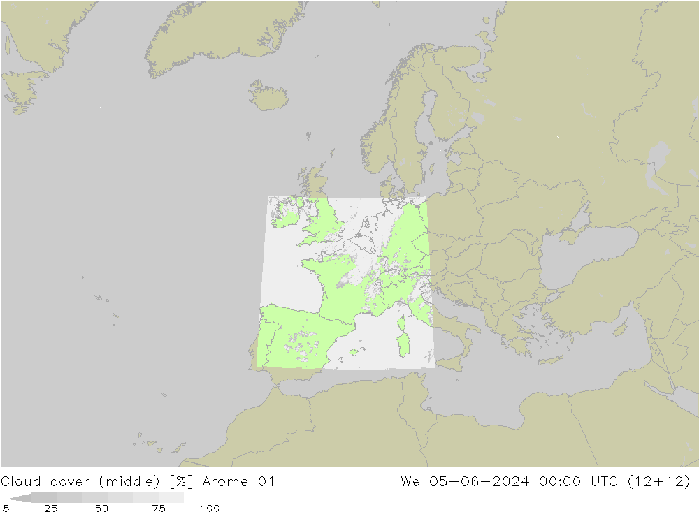 Wolken (mittel) Arome 01 Mi 05.06.2024 00 UTC