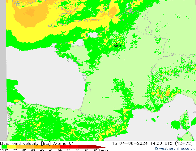 Windböen Arome 01 Di 04.06.2024 14 UTC