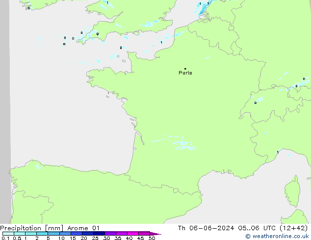 Neerslag Arome 01 do 06.06.2024 06 UTC