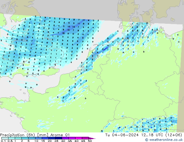 Nied. akkumuliert (6Std) Arome 01 Di 04.06.2024 18 UTC