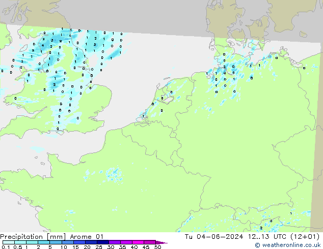 Niederschlag Arome 01 Di 04.06.2024 13 UTC