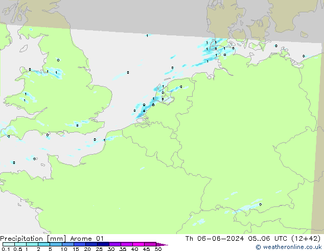 Niederschlag Arome 01 Do 06.06.2024 06 UTC